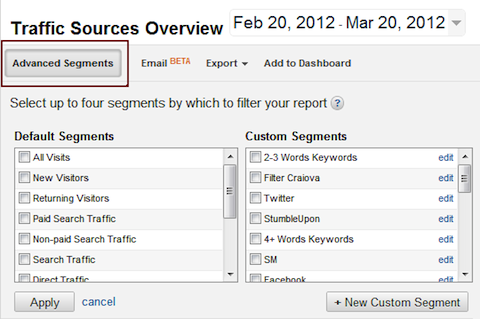 create advanced segments