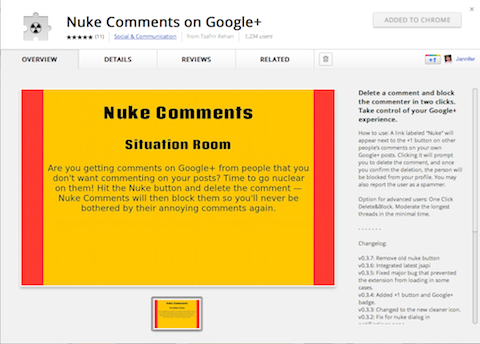 nuke comments on google+