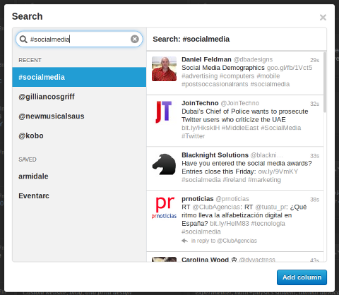 tweetdeck search