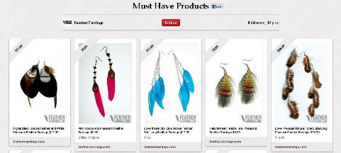 feather earrings pinboard