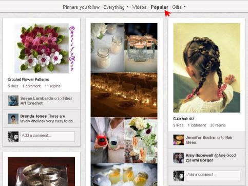 popular page on pinterest