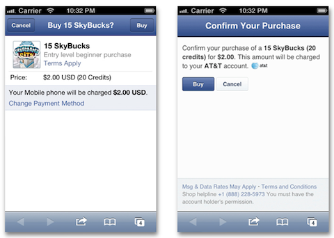 facebook mobile payment