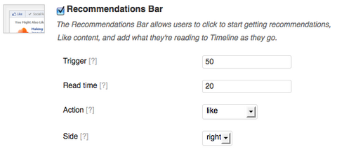 recommendation bar settings