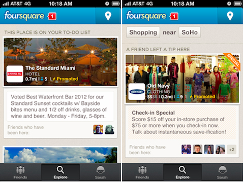 foursquare promoted updates
