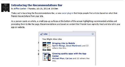 recommendations bar announcement