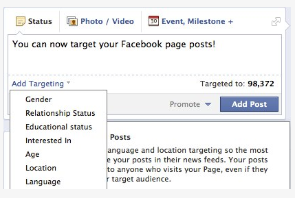 facebook page post targeting