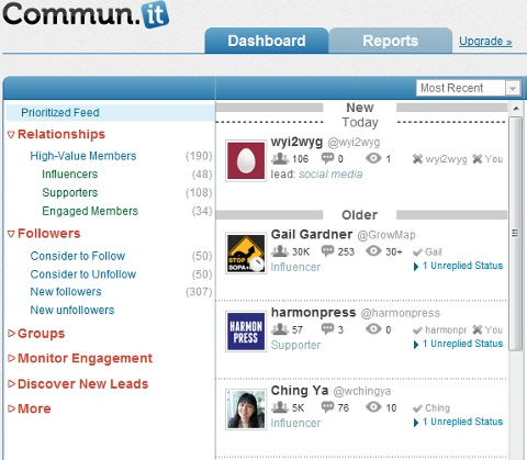 Commun.it Dashboard & Prioritized Feed