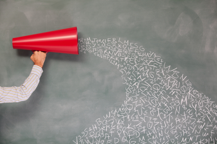 istock red megaphone on blackboard