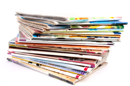 stack of magazines isolated