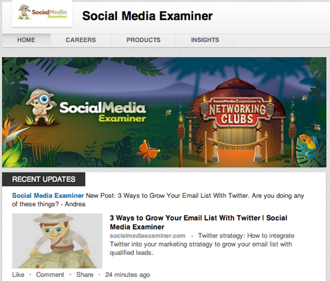 social media examiners linkedin company page banner