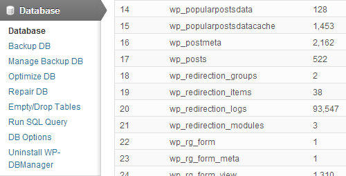 wordpress database