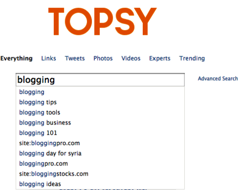 topsy search