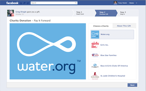 facebook gifts charity donation