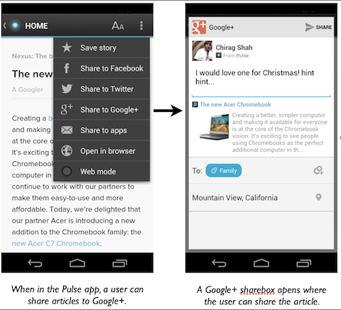 google+ mobile app links