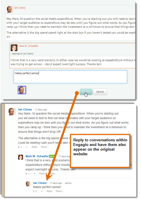 engagio reply within engagio