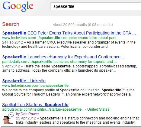 search results page