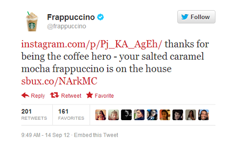 frappuccino instagram tweet