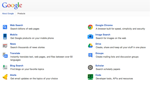 google products page