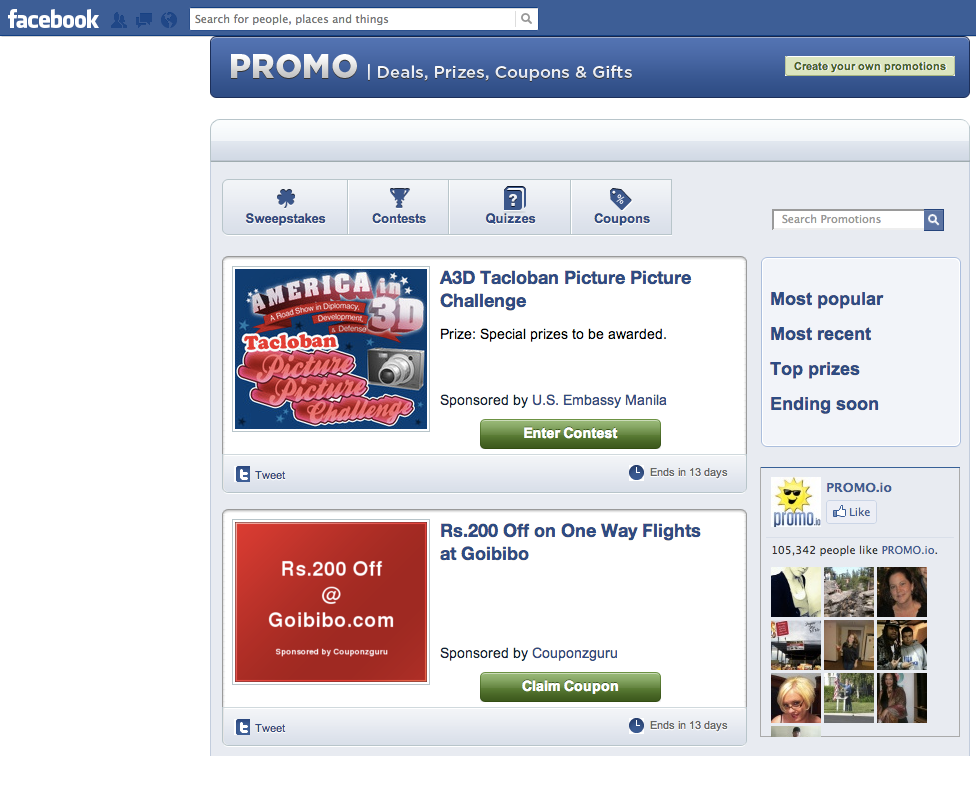 facebook promo app