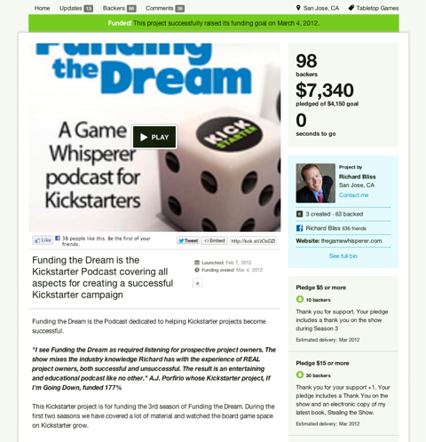 kickstarter funding the dream podcast