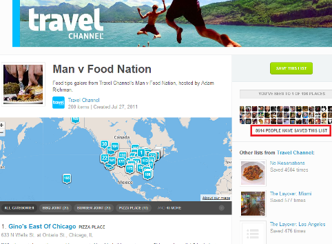 foursquare travel channel lists