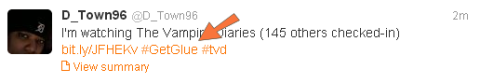 Twitter GetGlue hashtag