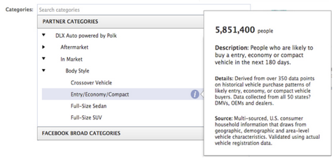 facebook partner categories