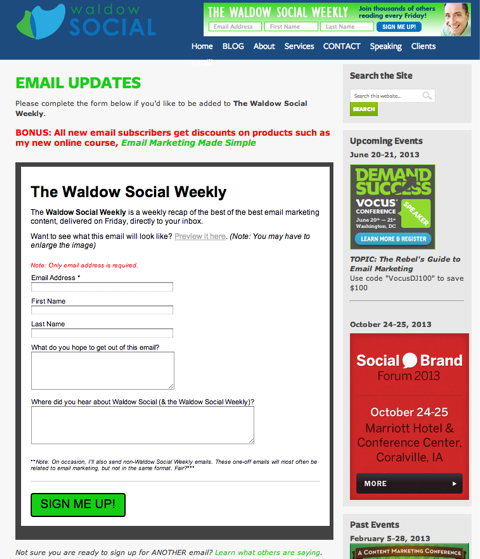 waldow social email updates