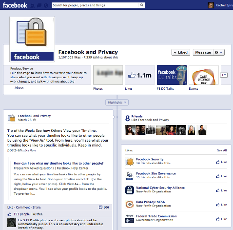 facebook and privacy page