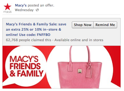 macys facebook offer