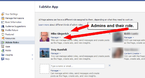 Facebook admin and roles