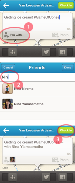 foursquare checkin with friends