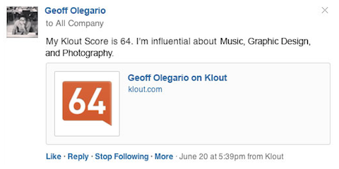 klout yammer