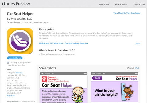 car seat helper itunes app