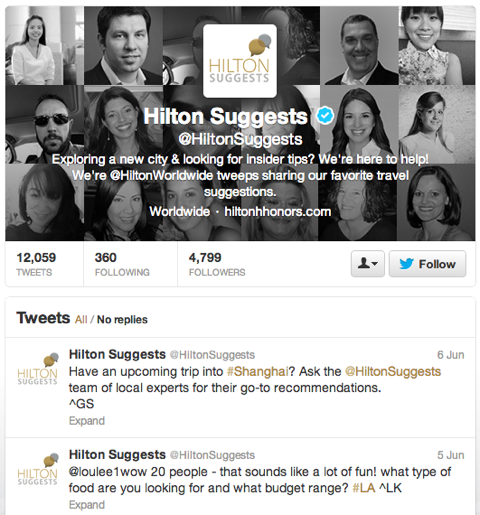 hilton suggests on twitter