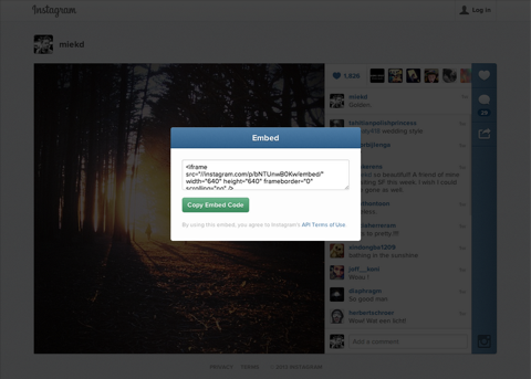 instagram web embeds