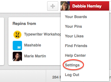 pinterest settings