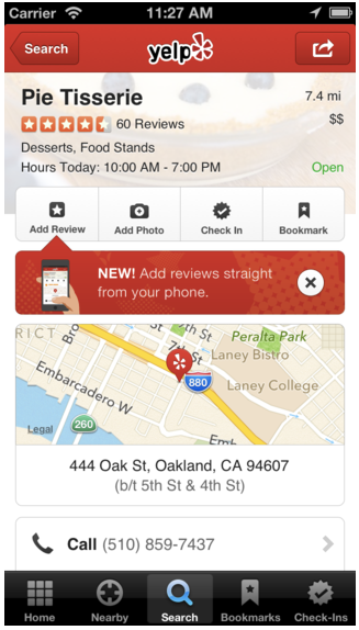 yelp reviews to mobile