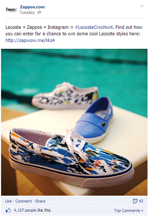 lacoste on zappos facebook page