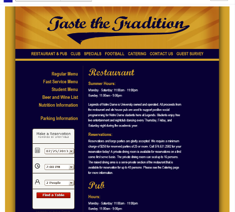reservations tab