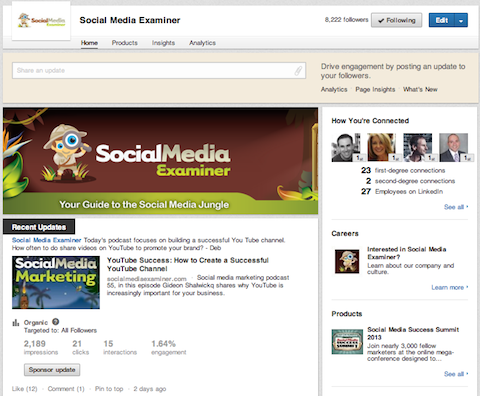 social media examiner business page