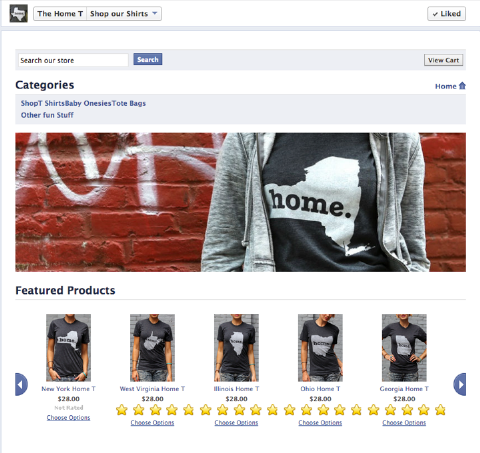 bigcommerce home t facebook page