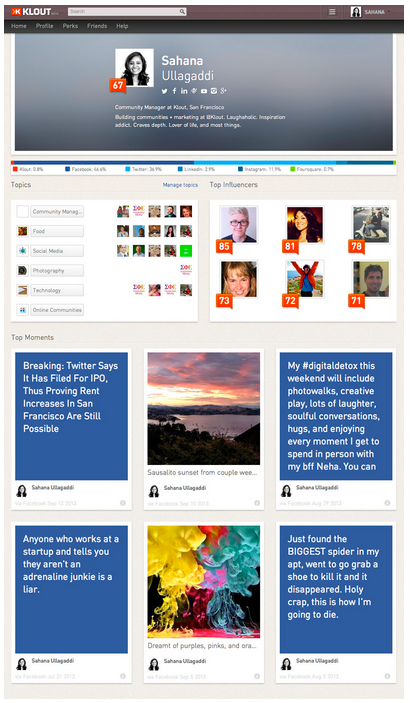klout redesign profile