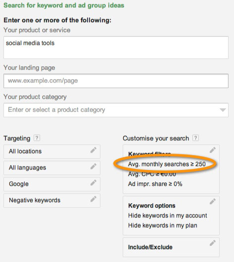 google keyword planner tool