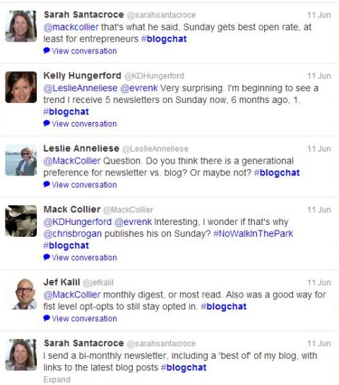 tweets from #blogchat