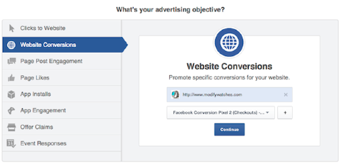 facebook website conversions