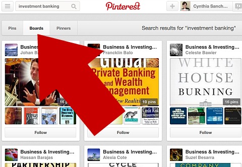 search for boards in your niche on pinterest