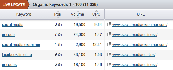 semrush results