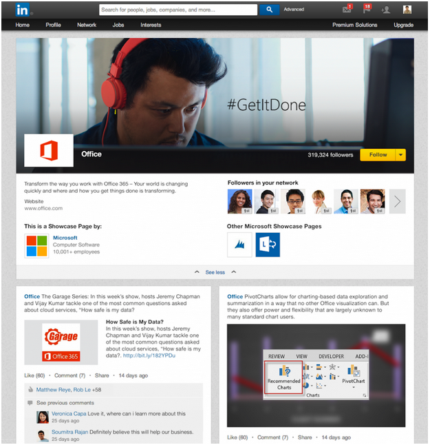 linkedin showcase pages