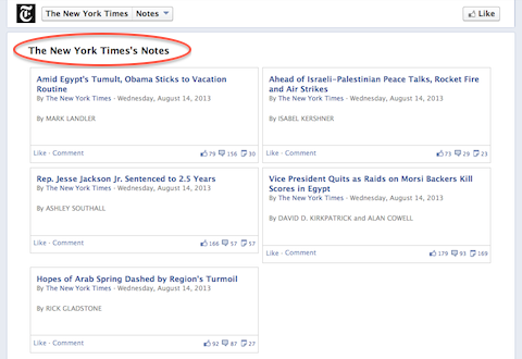 new york times facebook notes